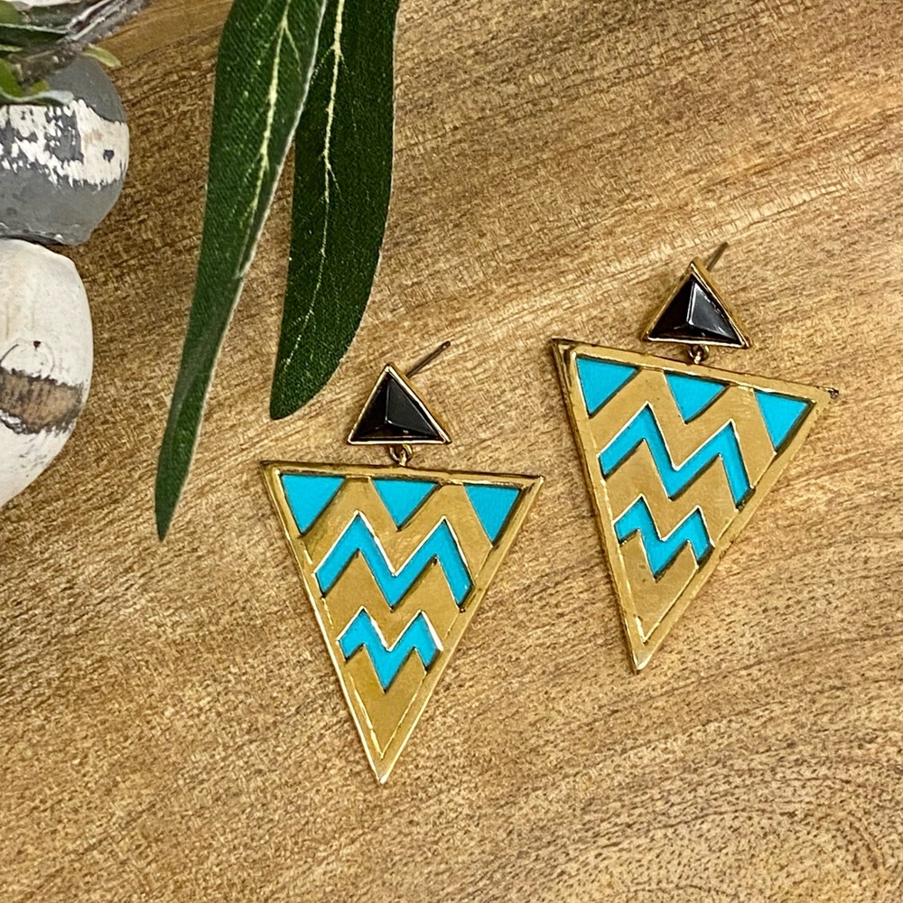 House Of Harlow 1960 Aztec Triangle Earrings